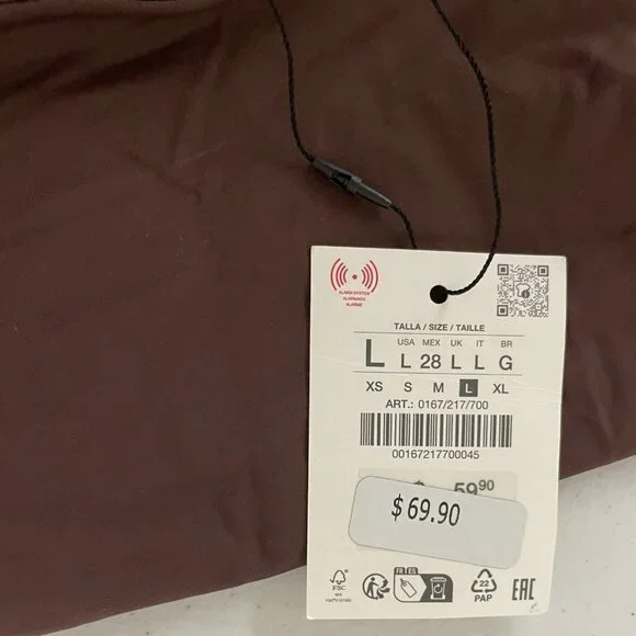 Zara Womens Swimsuit Large Brown Metal Draped Bandeau One Piece 0167/217 NWT - Picture 6 of 15